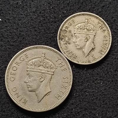 【全场包邮】纯粹捡漏拍468场 - 英属马来亚1948-1949年乔治六世10-20分2枚一组