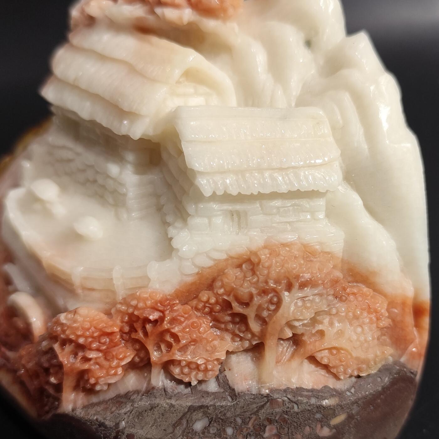 希腊罗马丝路打制币化石【中外钱币放漏】专场！陆小鱼的钱币仓，限时拍卖第080场 全玉化珊瑚化石雕刻摆件 手工雕刻 巧雕色彩的变化搭配 由4.5亿年前奥陶纪时期的珊瑚化石雕刻而成 1243g