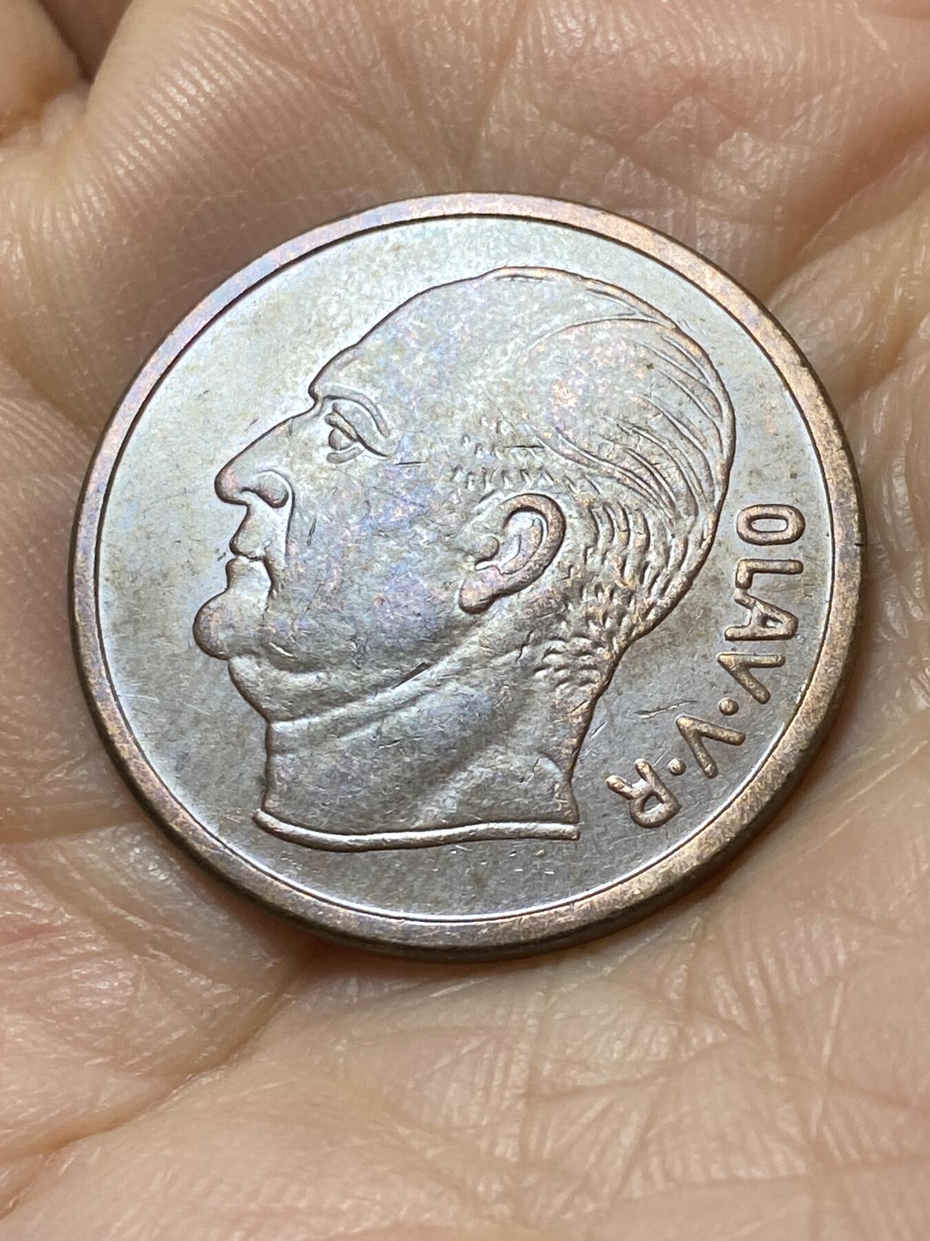 2025年第一百零八场(总第一百三十四场）外国好品散币(免佣金) 挪威🇳🇴1970年5欧尔(奥拉夫五世时期第一套)