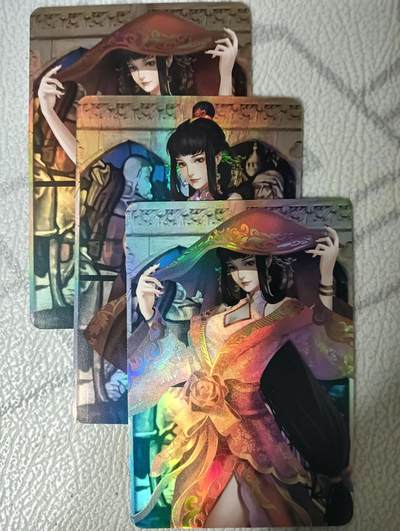 花开卡拍第42期（10月12号周日截拍，品控勿拍!!!拍品不寄存，运费5元，自制卡难免瑕疵，可能存在轻微撞角爆边等出厂瑕疵，品控介意勿拍！） - 青鸾殿 巾帼红颜录 步练师三渐变 彩闪，第三张是艺术版