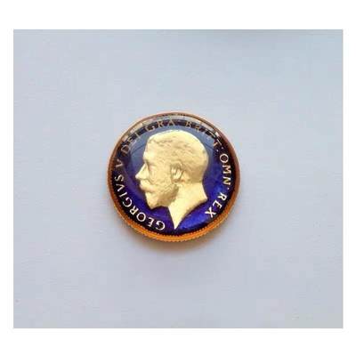 【银】纯手工 英国1925年 乔治五世珐琅彩镀金高浮雕精制银币章 20MM - 【银】纯手工 英国1925年 乔治五世珐琅彩镀金高浮雕精制银币章 20MM