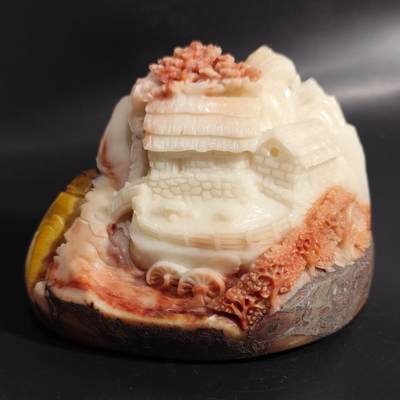 希腊罗马丝路打制币化石【中外钱币放漏】专场！陆小鱼的钱币仓，限时拍卖第080场 - 全玉化珊瑚化石雕刻摆件 手工雕刻 巧雕色彩的变化搭配 由4.5亿年前奥陶纪时期的珊瑚化石雕刻而成 1243g