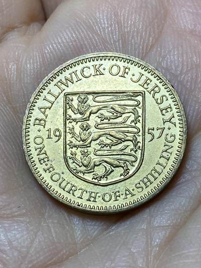 2025年第一百零八场(总第一百三十四场）外国好品散币(免佣金) - 英属泽西岛🇯🇪1957年1/4先令(伊丽莎白二世青年带冠，第一版首发年仅发行2年)