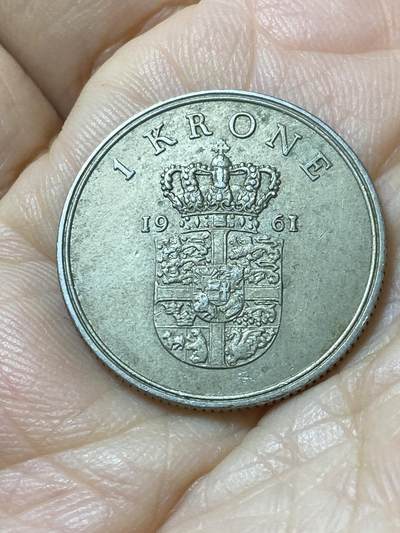 2025年第一百零八场(总第一百三十四场）外国好品散币(免佣金) - 丹麦🇩🇰1961年1克朗(弗雷德里克九世时期，C; S版)