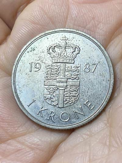 2025年第一百零八场(总第一百三十四场）外国好品散币(免佣金) - 丹麦🇩🇰1987年1克朗(玛格丽特二世时期，R; B版)