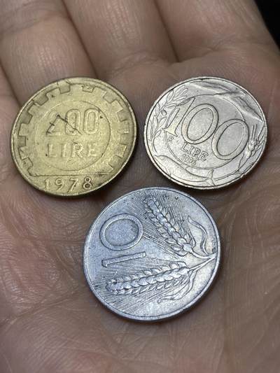 2025年第一百零八场(总第一百三十四场）外国好品散币(免佣金) - 意大利🇮🇹3枚：1978年200里拉，1996年100里拉，1953年10里拉