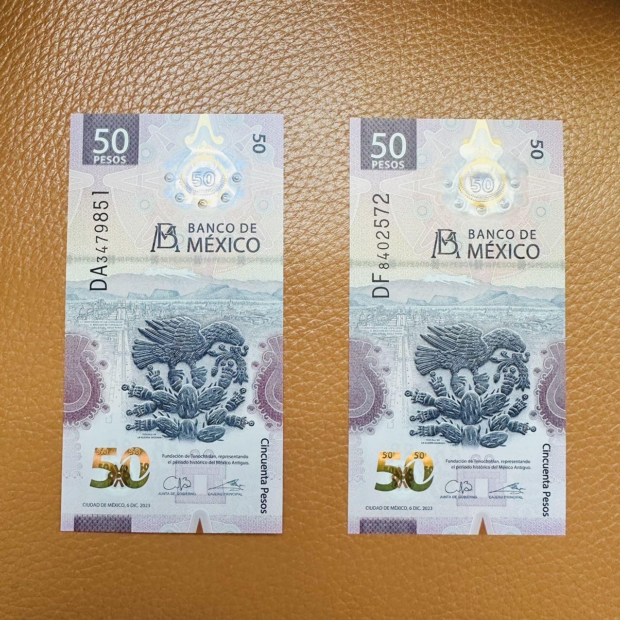 🇵🇬2525$ $巴新2025年5基纳新签名和墨西哥2023年50比索，新日期 墨西哥2023年12月6日50比索，新日期和新签名28：DA3479851