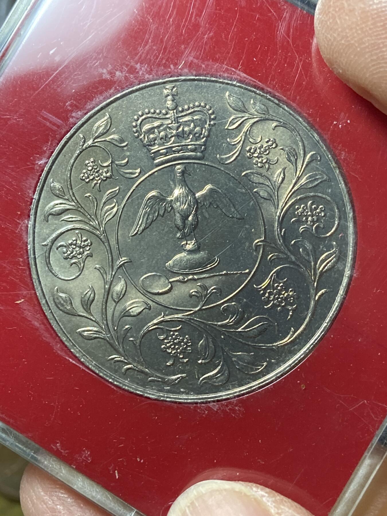 2025年第一百零八场(总第一百三十四场）外国好品散币(免佣金) 原盒–英国🇬🇧1977年25便士(伊丽莎白二世登基25周年银禧纪念币)