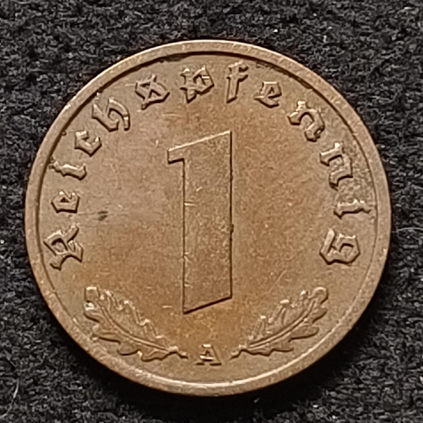 【全场包邮】纯粹捡漏拍468场 德国第三帝国1938年A厂1芬尼铜币