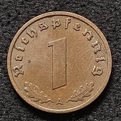 【全场包邮】纯粹捡漏拍468场 - 德国第三帝国1938年A厂1芬尼铜币