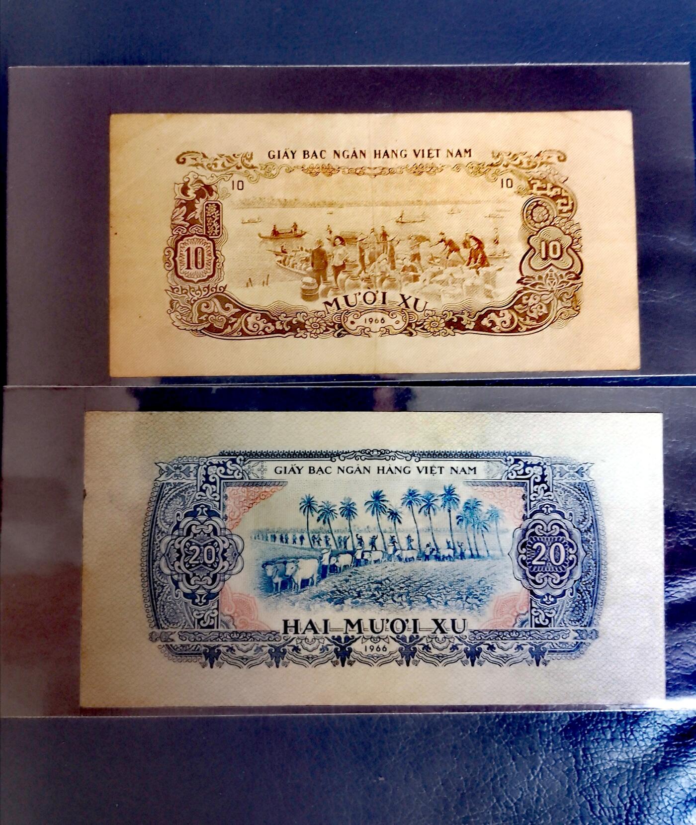 越南南越民族解放阵线1966（1975）10、20XU靓品纸币2枚一对