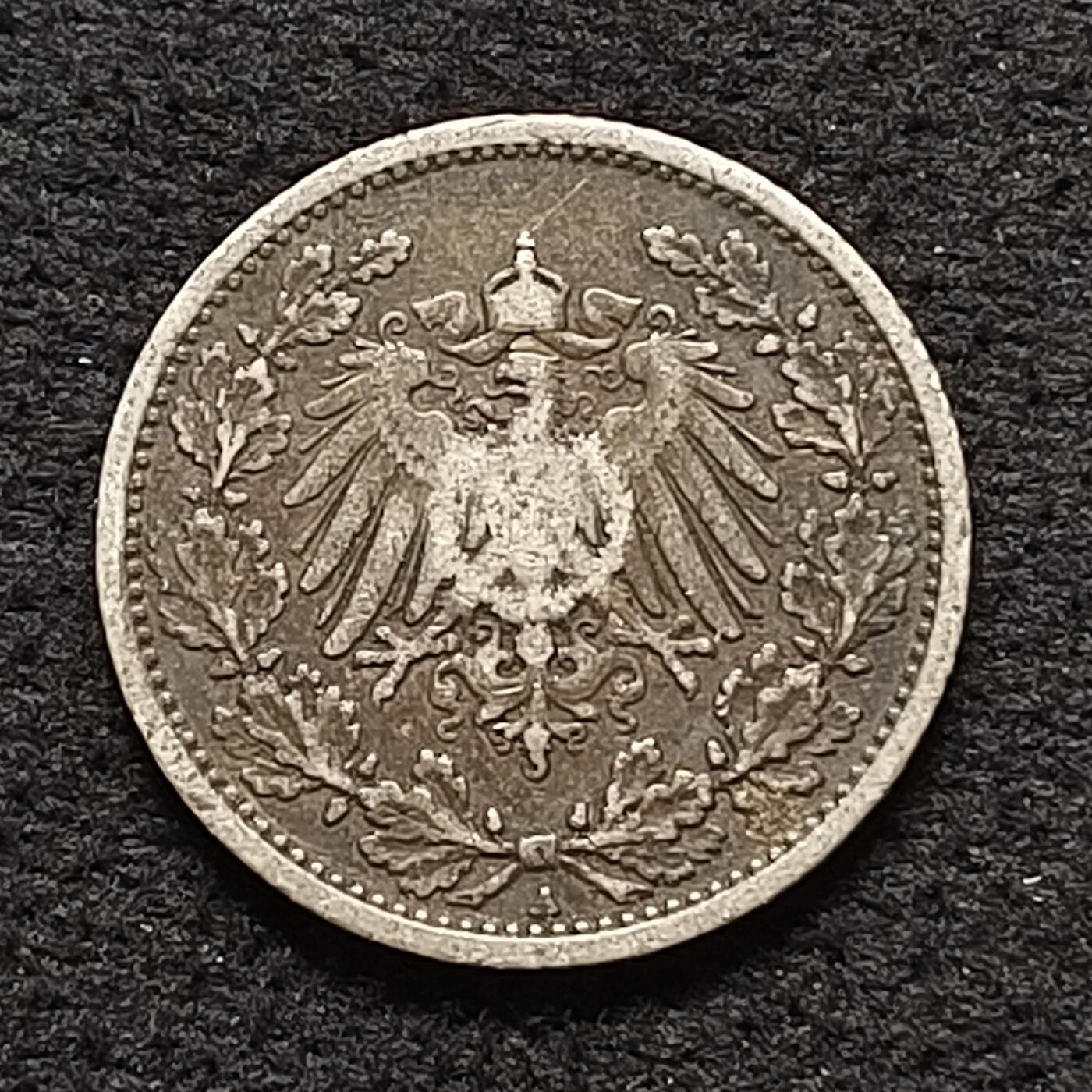 【全场包邮】纯粹捡漏拍468场 德国第二帝国1906年1/2马克银币