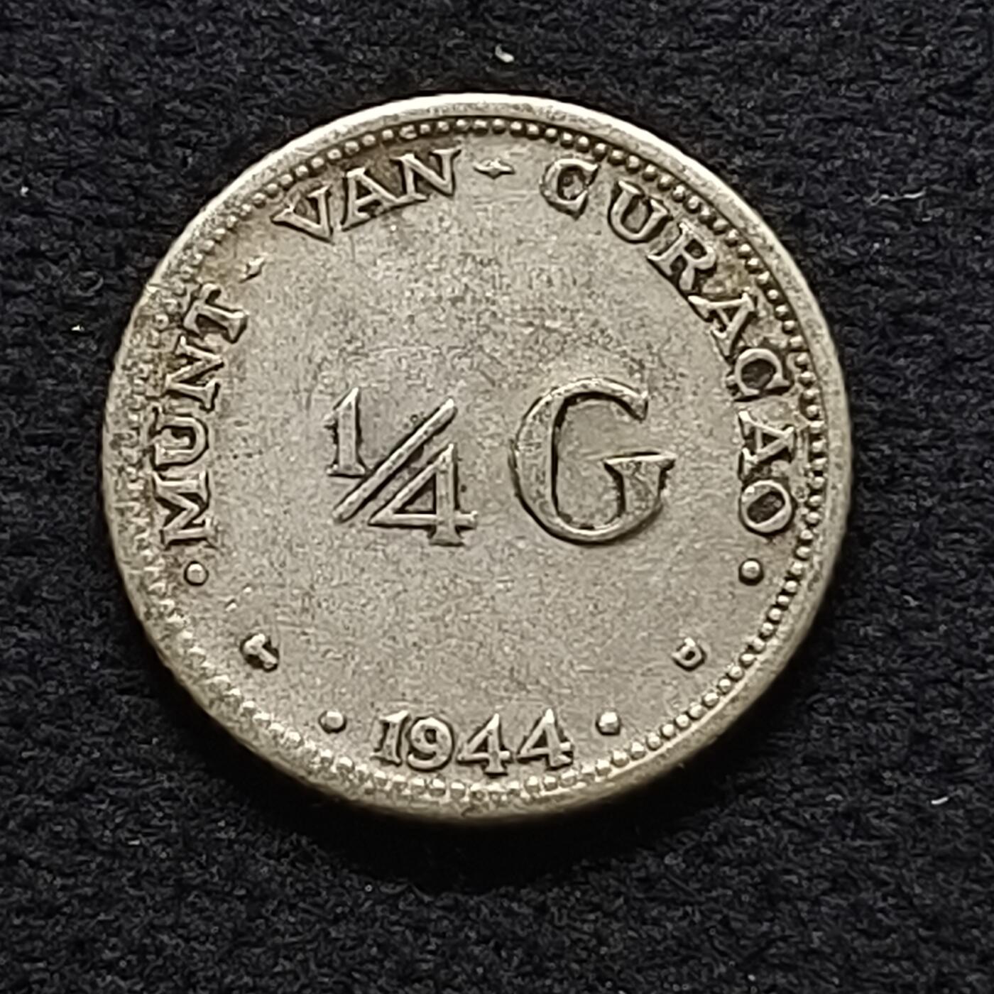 【全场包邮】纯粹捡漏拍468场 库拉索1944年1/4盾银币