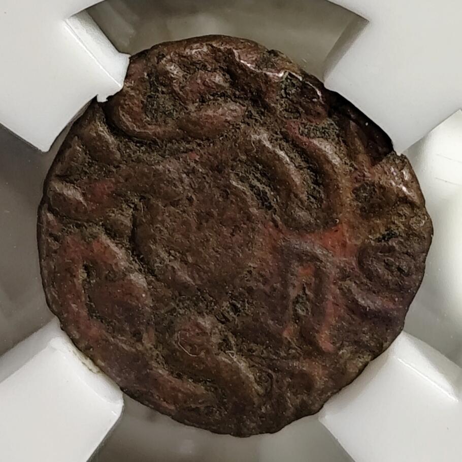 希腊罗马丝路打制币化石【中外钱币放漏】专场！陆小鱼的钱币仓，限时拍卖第080场 印度 罗闍罗闍一世铜币 章鱼人