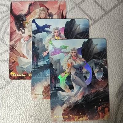 花开卡拍第42期（10月12号周日截拍，品控勿拍!!!拍品不寄存，运费5元，自制卡难免瑕疵，可能存在轻微撞角爆边等出厂瑕疵，品控介意勿拍！） - 燎原早期，权利游戏龙妈套卡，彩闪3张