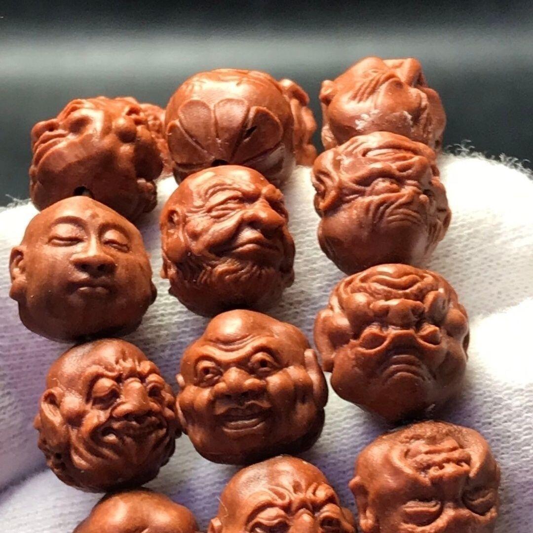 听雨轩核雕 竹木器专场（2） 野生龙纹桃核雕刻双面108罗汉 63颗 尺寸11+小籽