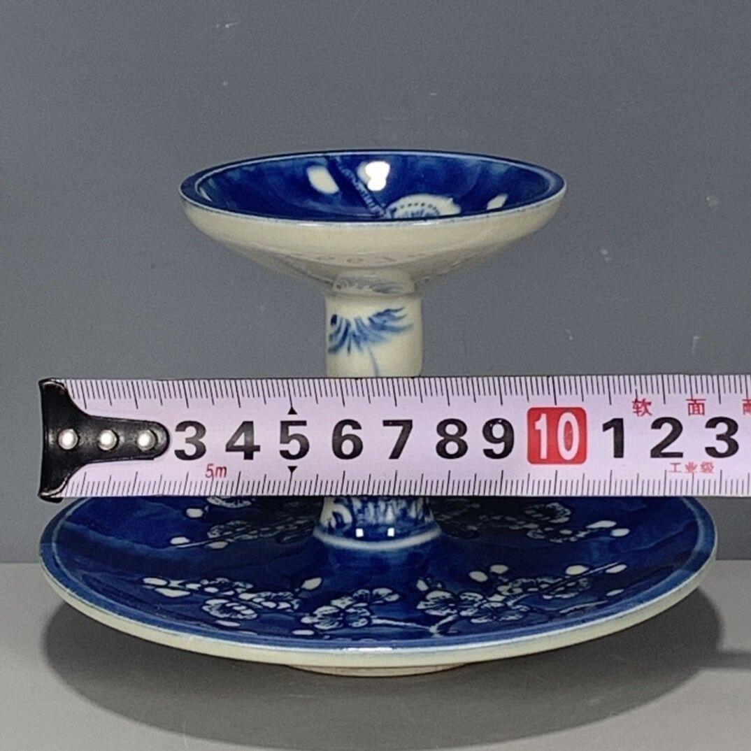 听雨轩 古玩陶瓷 青花冰梅烛台