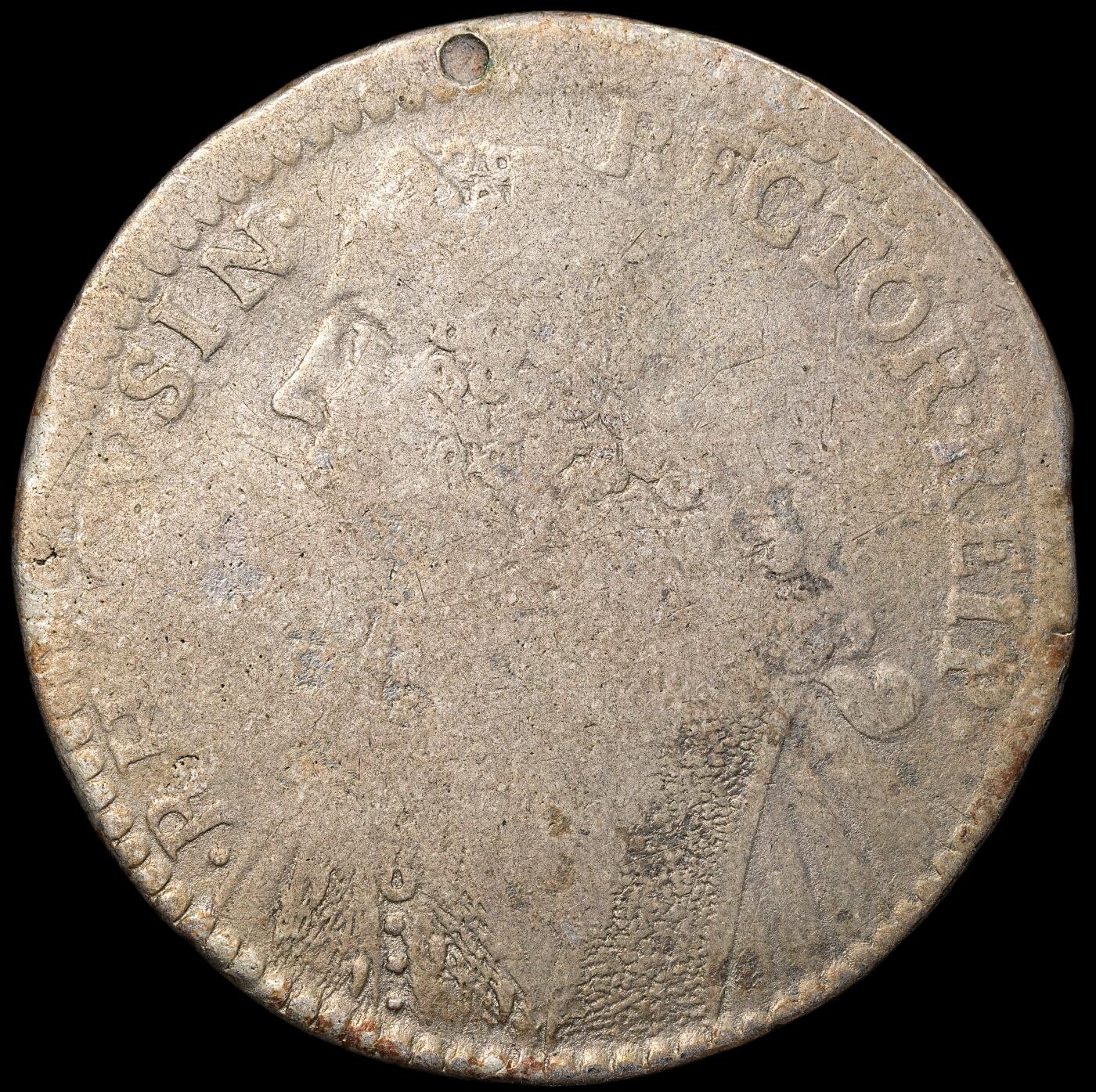 修遠堂世界钱币第八十八期 1762年拉古萨1泰勒大银币 27.44g 打孔
