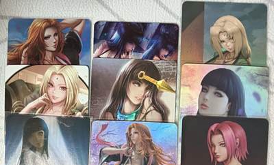 花开卡拍第42期（10月12号周日截拍，品控勿拍!!!拍品不寄存，运费5元，自制卡难免瑕疵，可能存在轻微撞角爆边等出厂瑕疵，品控介意勿拍！） - 火影雏田，纲手等散卡9张