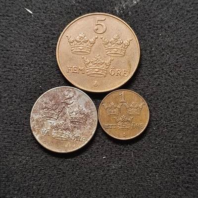 【全场包邮】纯粹捡漏拍468场 - 瑞典各年份1-2-5欧尔3枚一组