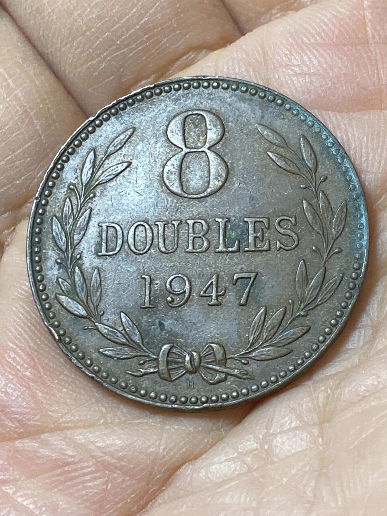 2025年第一百零八场(总第一百三十四场）外国好品散币(免佣金) 英属根西岛🇬🇬1947年8道布(乔治六世时期，H标喜敦厂造)