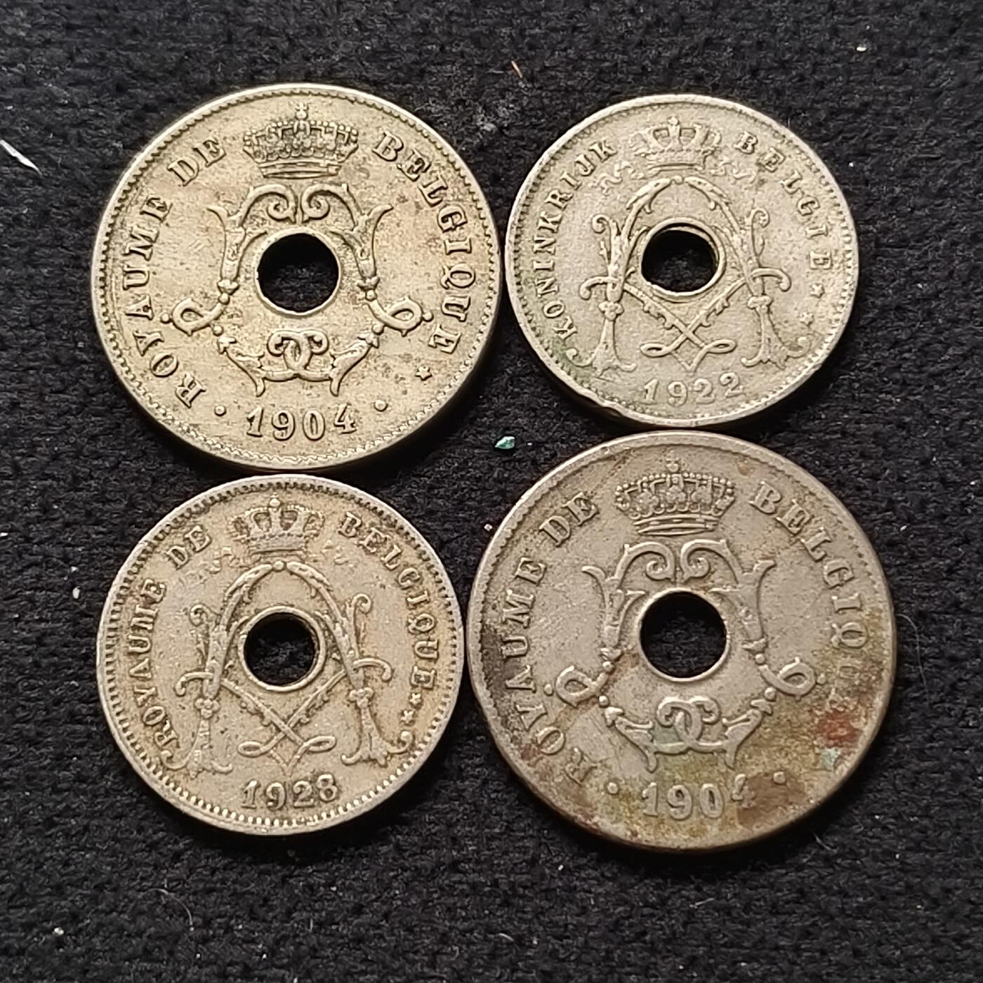 【全场包邮】纯粹捡漏拍468场 比利时1904-1928年早期各年份散币4枚一组