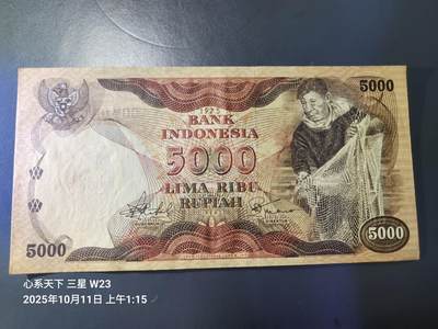 10月12号晚上8点 外国纸币自动截拍第41场 - 印度尼西亚5000原票几乎全新
