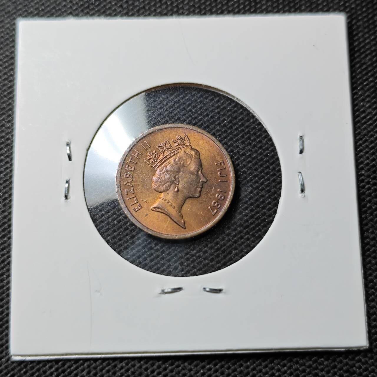 KK钱币收藏小铺 第354场 2月预留时间 周末发货  1987斐济1分铜币 好品