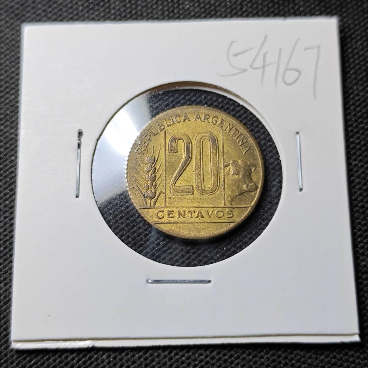 KK钱币收藏小铺 第354场 2月预留时间 周末发货  1948阿根廷20分 深打立体