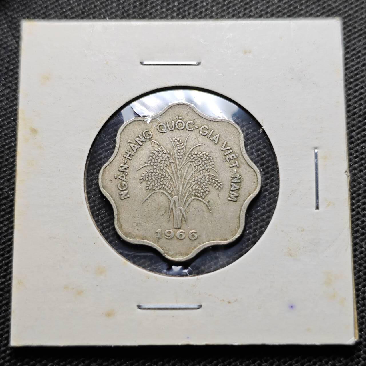 KK钱币收藏小铺 第354场 2月预留时间 周末发货  1966南越5盾水稻 少见独年