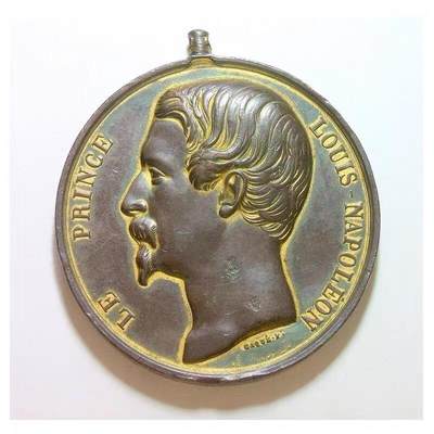 法国1850年前后 拿破仑三世高浮雕精制大镀金章 50MM - 法国1850年前后 拿破仑三世高浮雕精制大镀金章 50MM