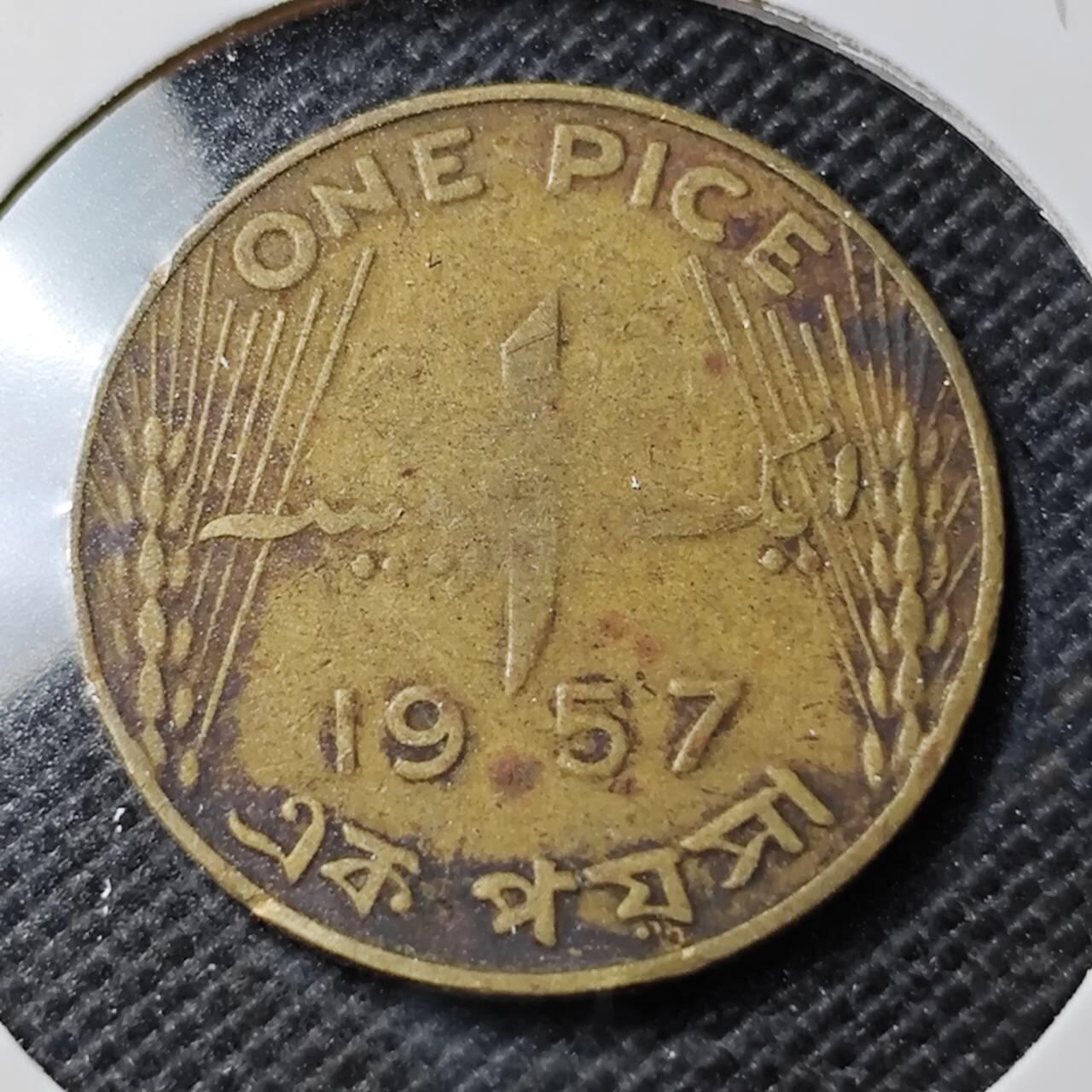 KK钱币收藏小铺 第354场 2月预留时间 周末发货 1957 巴基斯坦1派沙铜币