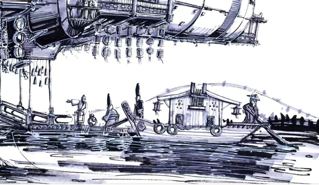 零元拍：歪歪亲笔签名星球大战系列作品装饰画《千年隼大酒楼》，作品尺寸：0.8X0.45M，超厚300g泛太克艺术纸，爱普生原装墨水艺术微喷，限量200张