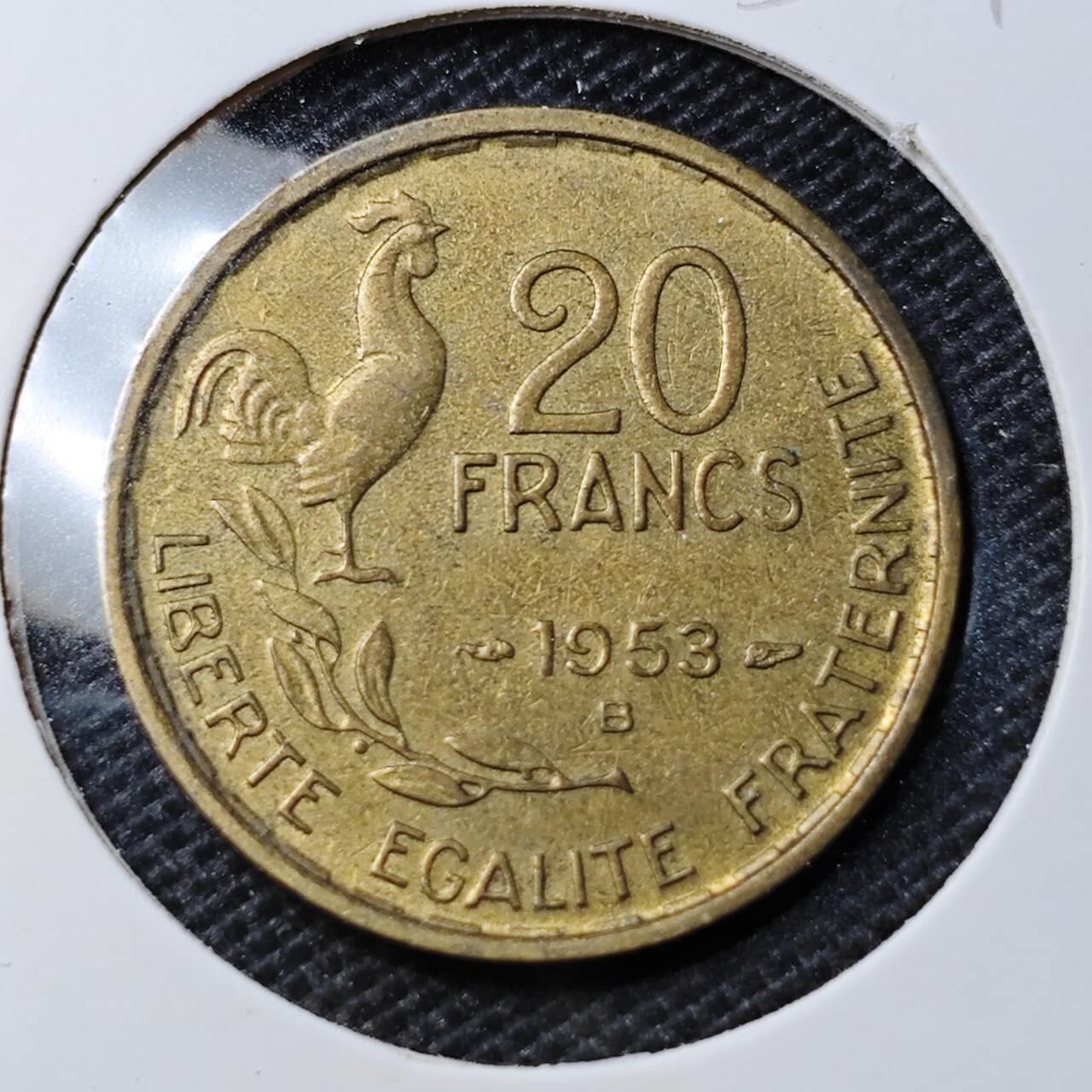 KK钱币收藏小铺 第354场 2月预留时间 周末发货  法国20法郎铜币