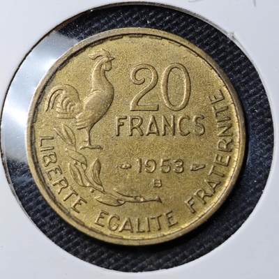 KK钱币收藏小铺 第354场 2月预留时间 周末发货 -  法国20法郎铜币