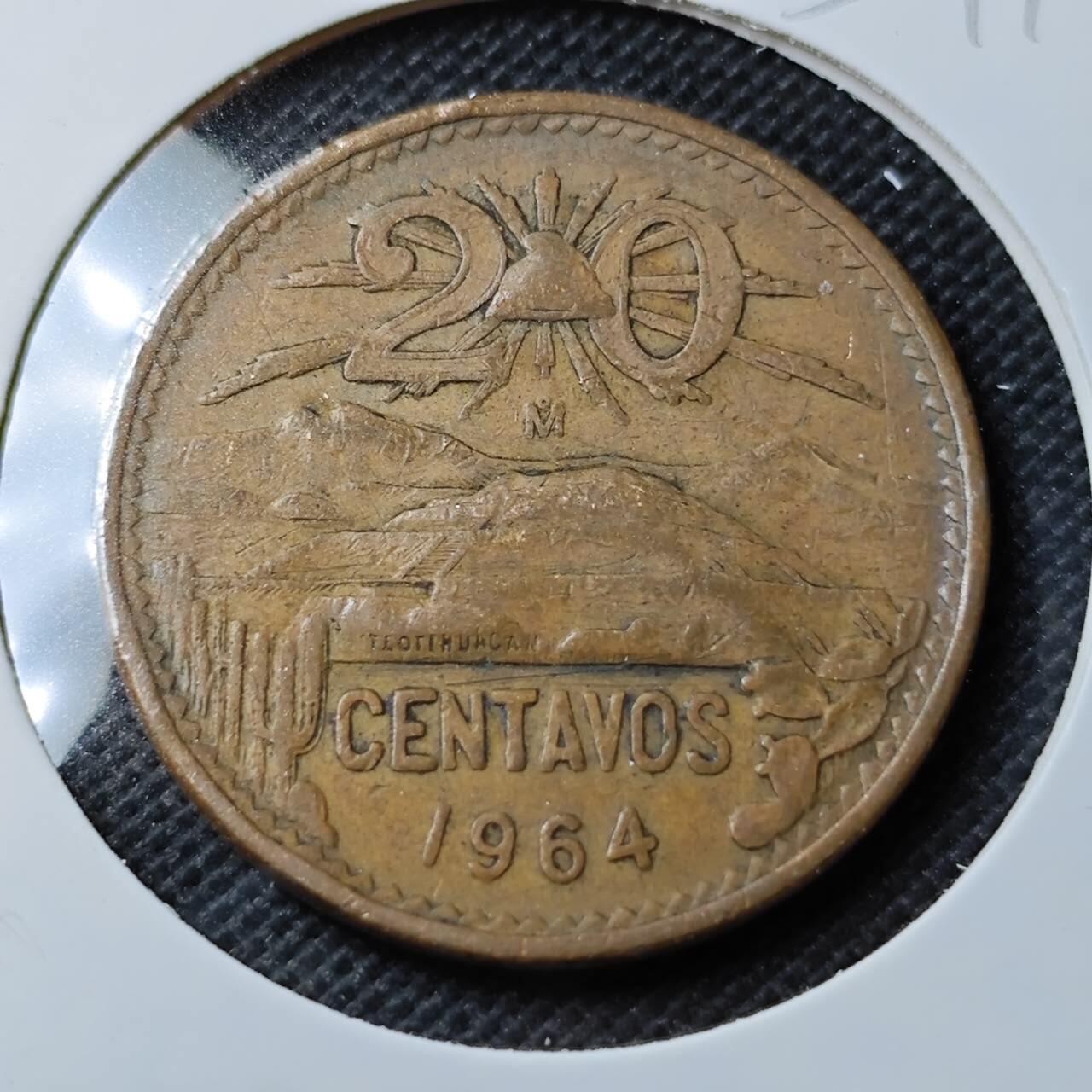 KK钱币收藏小铺 第354场 2月预留时间 周末发货 1964墨西哥20分 