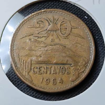 KK钱币收藏小铺 第354场 2月预留时间 周末发货 - 1964墨西哥20分 