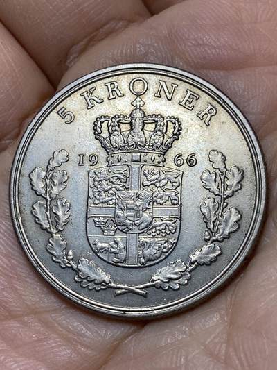 2025年第一百零九场(总第一百三十五场）外国好品散币(免佣金) - 丹麦🇩🇰1966年5克朗(弗雷德里克九世第一版，C;S版)
