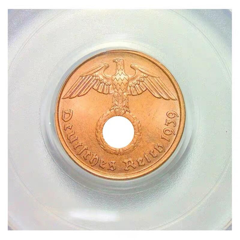 PCGS MS64RB 德国第三帝国1939年G版2芬尼 难得开卷原光