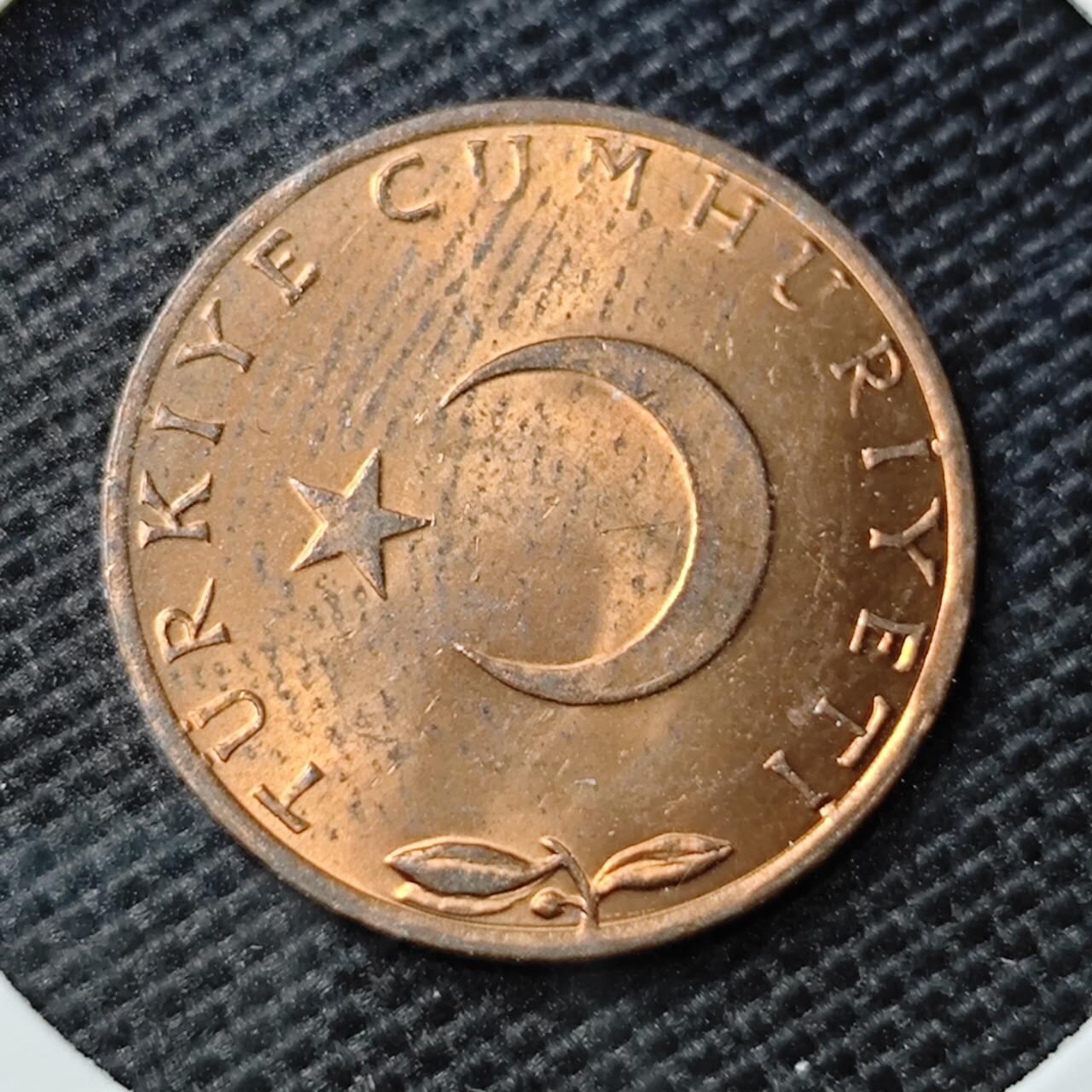 KK钱币收藏小铺 第354场 2月预留时间 周末发货 1974土耳其5库鲁铜币 好品 