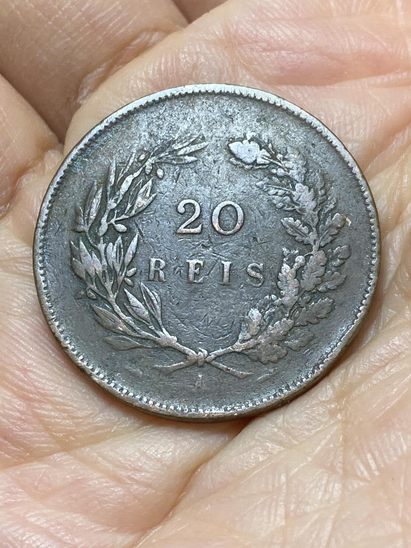 2025年第一百零九场(总第一百三十五场）外国好品散币(免佣金) 葡萄牙王国1891年20瑞斯(卡洛斯一世时期，A标巴黎造)