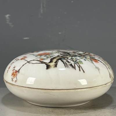 听雨轩 古玩陶瓷 - 粉彩花鸟图纹胭脂盒