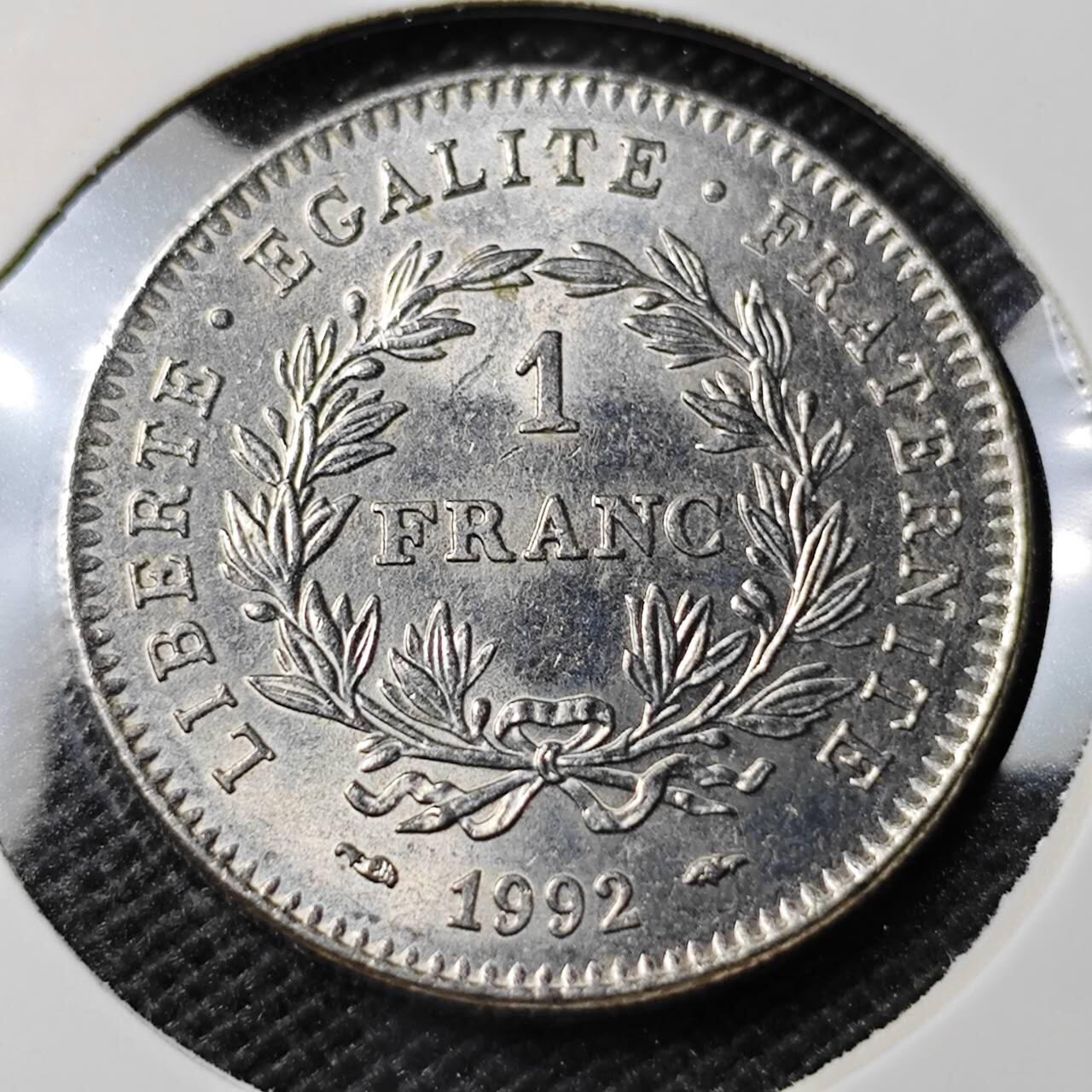 KK钱币收藏小铺 第354场 2月预留时间 周末发货 1992 法国1法郎纪念币