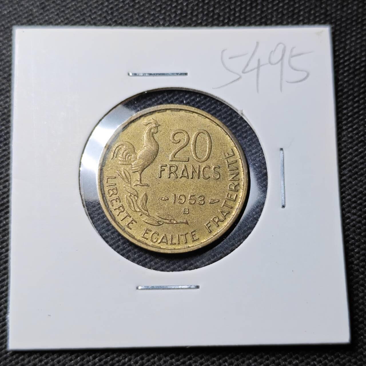 KK钱币收藏小铺 第354场 2月预留时间 周末发货  法国20法郎铜币