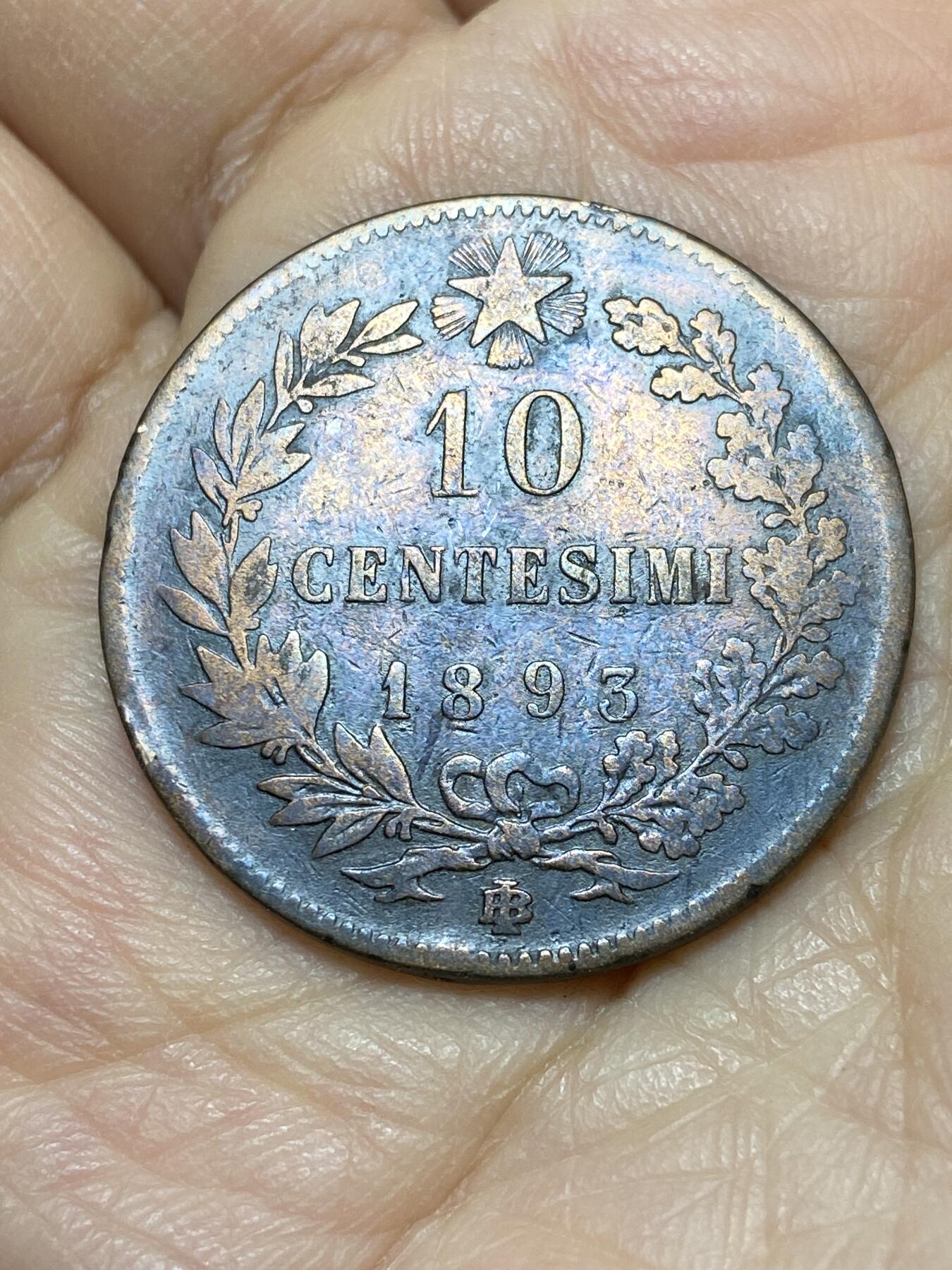 2025年第一百零九场(总第一百三十五场）外国好品散币(免佣金) 意大利王国1893年10分(翁贝托一世时期，BI标英国伯明翰造，首发年仅发行2年)
