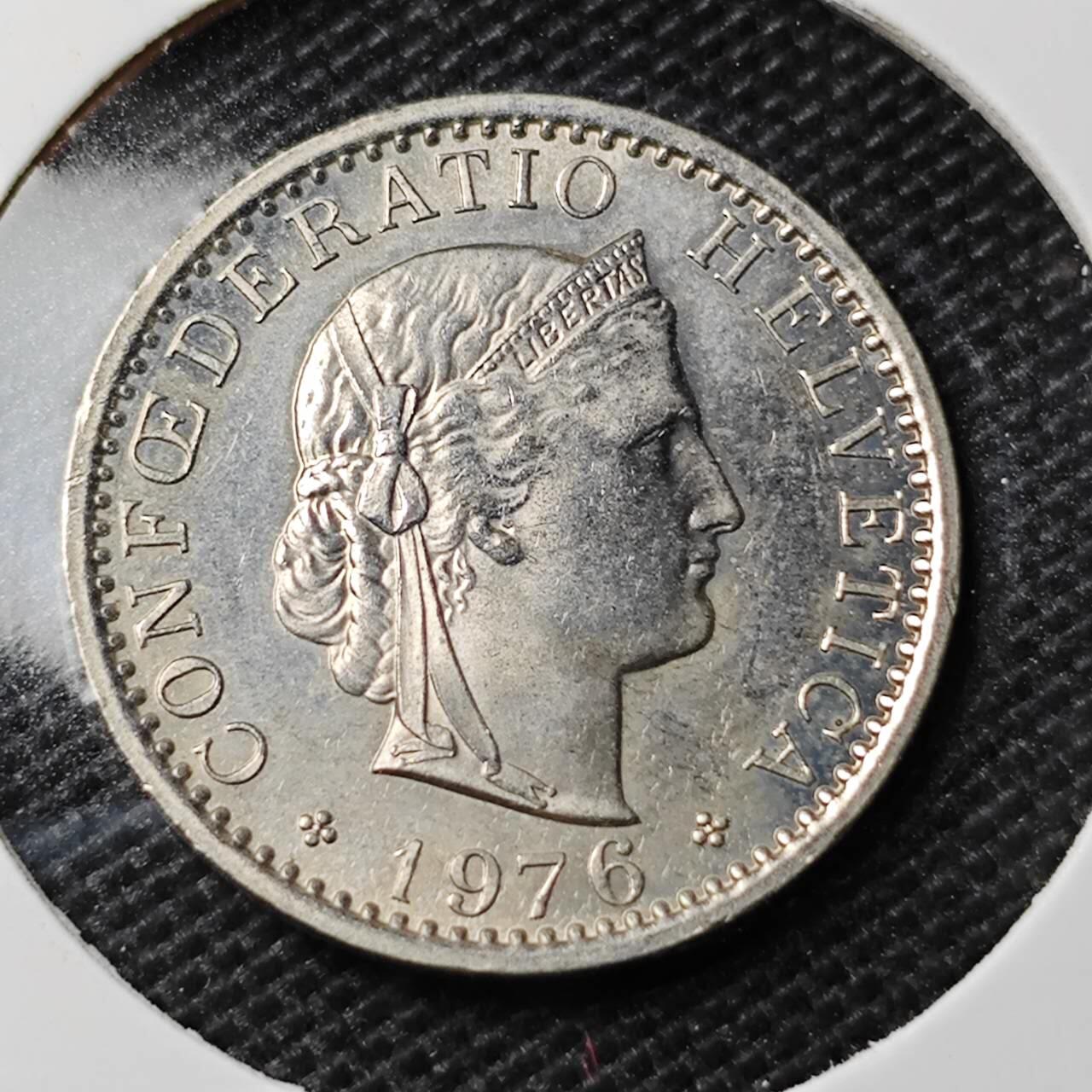 KK钱币收藏小铺 第354场 2月预留时间 周末发货  1976瑞士20分