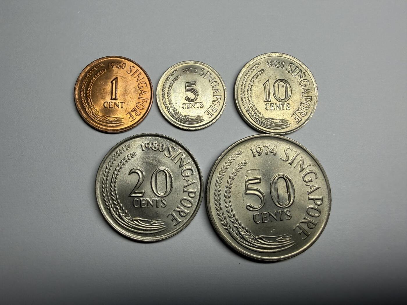 2025年集古藏今外币拍卖第九期-第6场—（总第276拍），可以寄存60天，满160元包邮。 新加坡各面值5枚