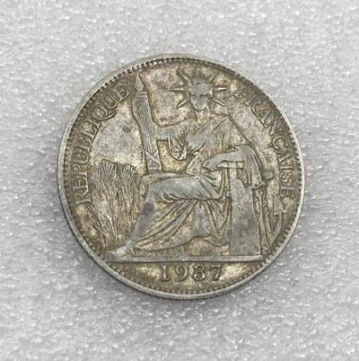世界钱币专场拍卖 每周二开拍 - 1937年法属坐洋女神2角流通银币