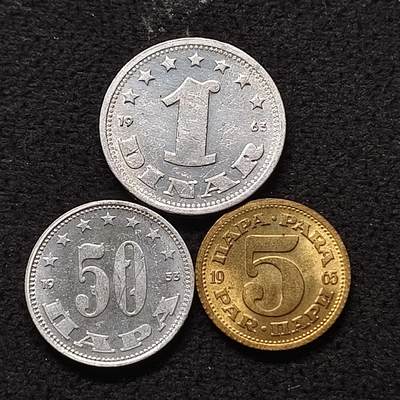 【全场包邮】纯粹捡漏拍468场 - 南斯拉夫三枚辅币BU-UNC