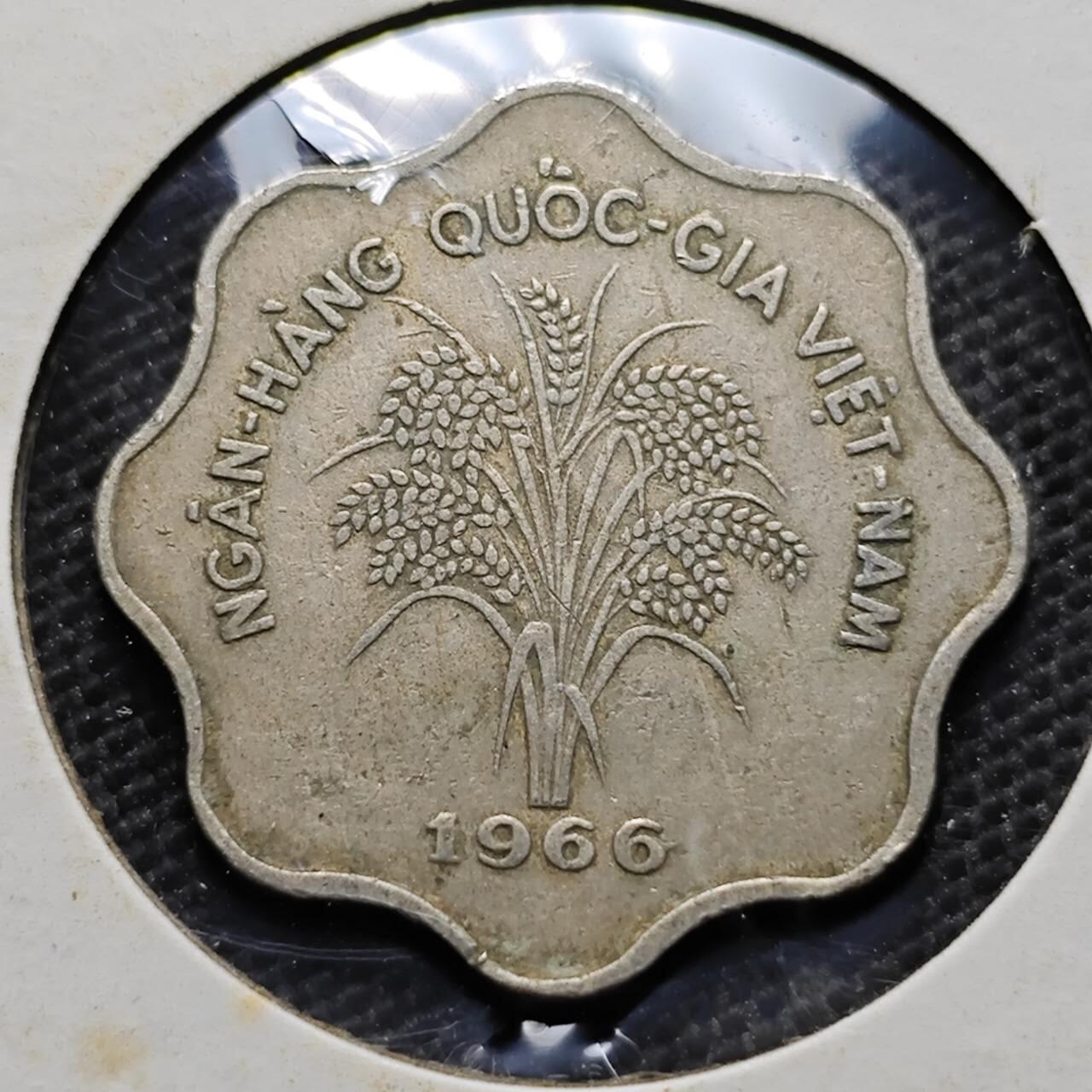 KK钱币收藏小铺 第354场 2月预留时间 周末发货  1966南越5盾水稻 少见独年